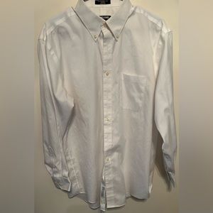 Kirkland Signature Mens Dress Shirt 17-34 White Button Up Non Iron Solid Cotton